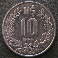 10 песо 1989, Уругвай, снимка 1 - Нумизматика и бонистика - 28295489