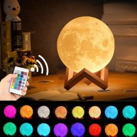 Нощна лампа луна с 3D форма,16 цвята и дистанционно, снимка 7 - Настолни лампи - 32550493