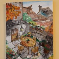 Картина "Терасата на старата къща в Добринище", снимка 2 - Картини - 43523840