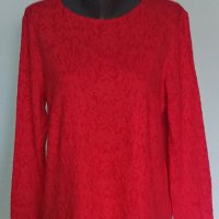 Еластична блуза от червена дантела / голям размер , снимка 2 - Блузи с дълъг ръкав и пуловери - 26744245
