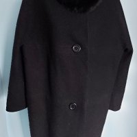 Винтидж палто от естествени материали / яка от черна лисица и вълна , снимка 11 - Палта, манта - 43800343