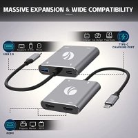 Нов USB C към двоен HDMI адаптер Хъб лаптоп MacBook Pro/Air iPad Pro, снимка 2 - Други - 40257069