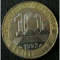 10 франка 1992, Франция, снимка 1 - Нумизматика и бонистика - 28433455