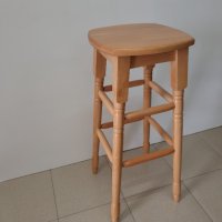 Бар стол с дървена седалка, цвят натурален / 7-008, снимка 1 - Столове - 43892382