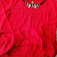 Червена копринена блуза с дълъг ръкав , снимка 2 - Блузи с дълъг ръкав и пуловери - 35307116