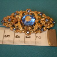 антикварна брошка  сини кристали , снимка 4 - Антикварни и старинни предмети - 37983099