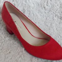 Обувки, червени, на ток, код 48/ББ1/35, снимка 1 - Дамски обувки на ток - 38768028