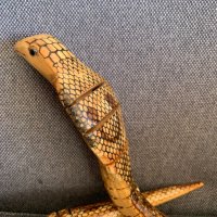 Интересна дървена пирографирана змия-2, снимка 3 - Фигурки - 43982185
