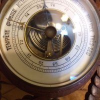 Стар дърворезбован барометър с термометър , снимка 3 - Стенни часовници - 33605033
