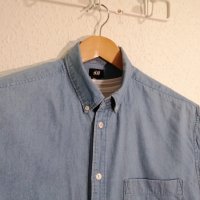 Дънкова риза H&M къс ръкав 100% памук, снимка 2 - Ризи - 43713250