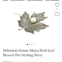Сребърна брошка с перла от Mikimoto (Япония), снимка 5 - Колиета, медальони, синджири - 43256186