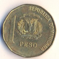 Доминиканска република 1 песо 1993 година, снимка 1 - Нумизматика и бонистика - 26756739