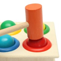 Детска дървена играчка с чук и топчета, снимка 4 - Образователни игри - 40513310