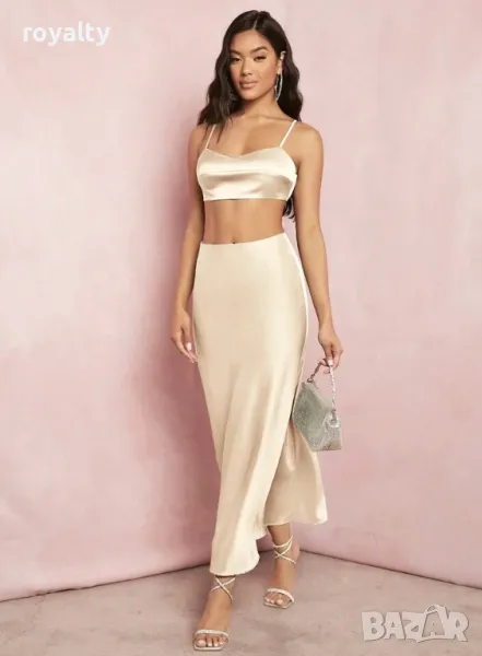 Елегантен сатенен комплект от тъкан плат , снимка 1