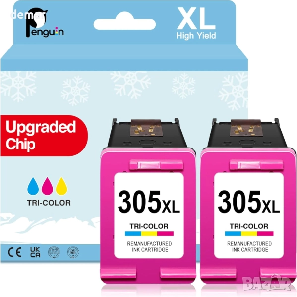 Мастилени касети Penguin 305 XL за HP Deskjet и Envy, 2 броя, снимка 1