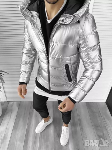 Мъжко зимно яке с качулка Гуардио Светло Сиво, снимка 1