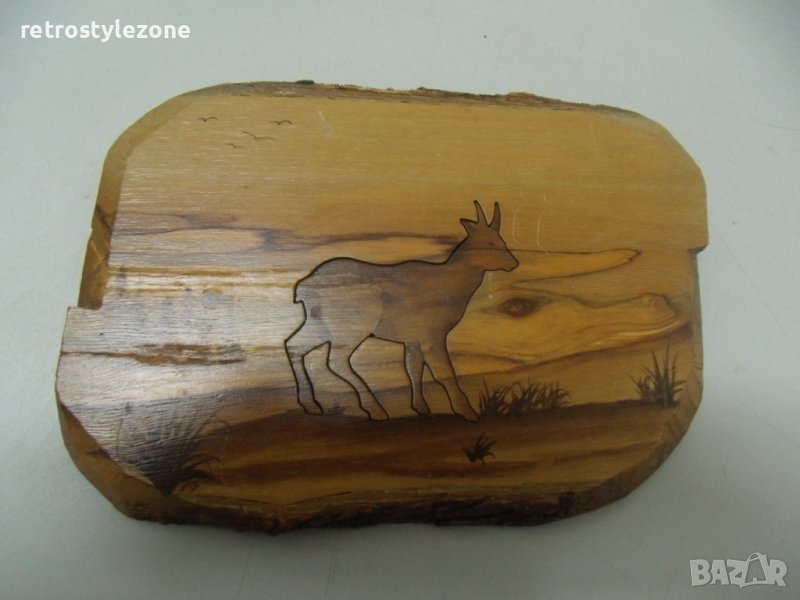 № 6629 старо дървена пано / картина   - размер 20 / 14,5 см , снимка 1