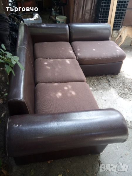  Кожен Ъглов диван, снимка 1