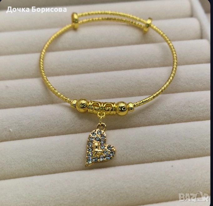 Дамска гривна с висулка сърце от медицинска стомана с 18к позлата , снимка 1