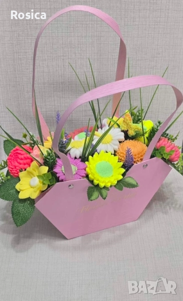 Елегантна чанта с ароматни глицеринови цветя, снимка 1