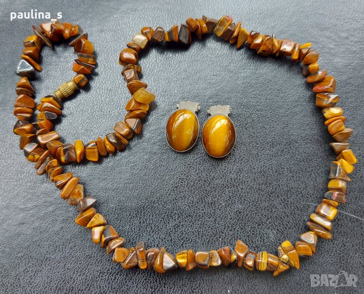 Винтидж / Антика / комплект бижута "Тигрово око" Israel sterling /публикувана и в друга категория , снимка 1