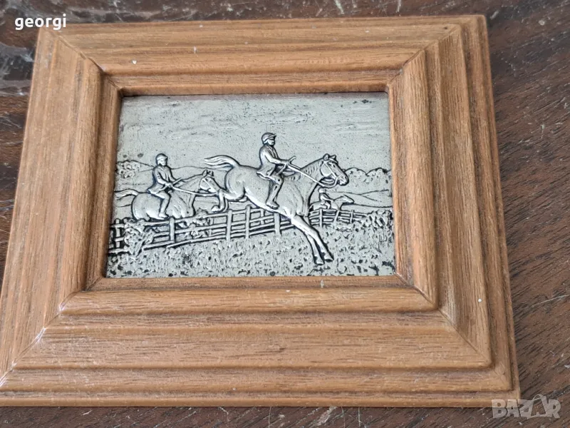 мини картина метално пано за стена с коне   19/3, снимка 1