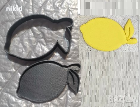 Лимон с листо пластмасов резец форма фондан тесто бисквитки, снимка 1