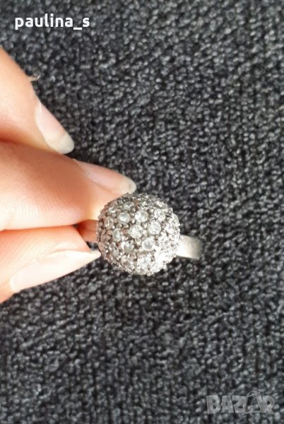 Масивен сребърен пръстен проба 925 Житен клас с вковани циркони - топка , снимка 1