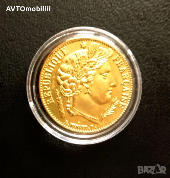 Позлатена монета 20 франка 1850 г , снимка 1