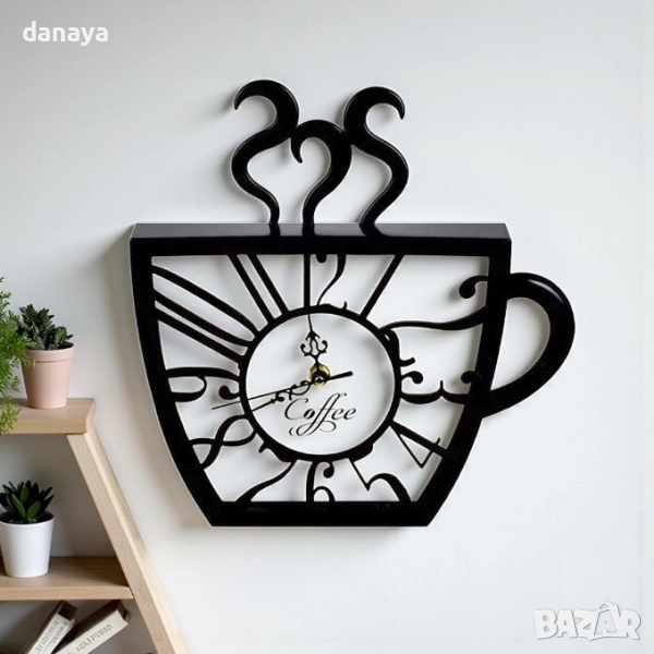 6120 Модерен кухненски стенен часовник Чашка кафе, снимка 1