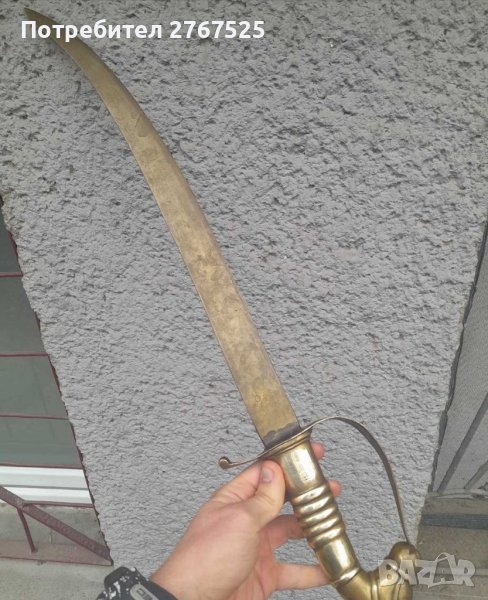 Стара Сабя изцяло от месинг глава кон, снимка 1