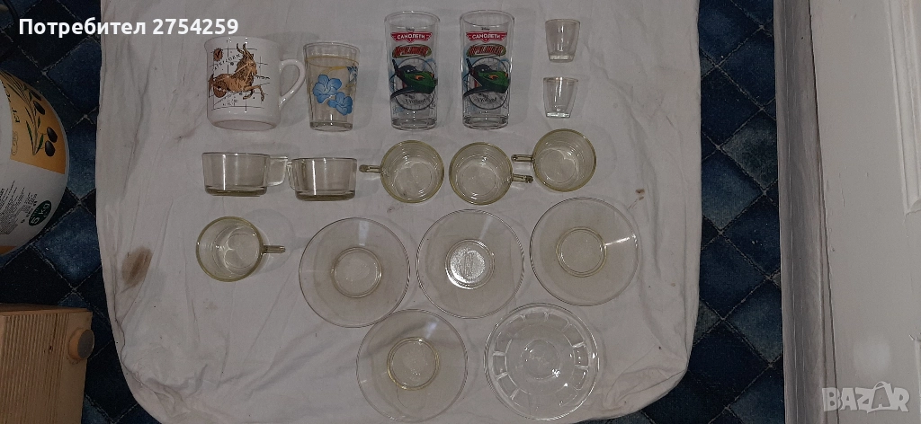 стъклени чинийки, чаши, порцеланови кани, супник, пепелници, снимка 1