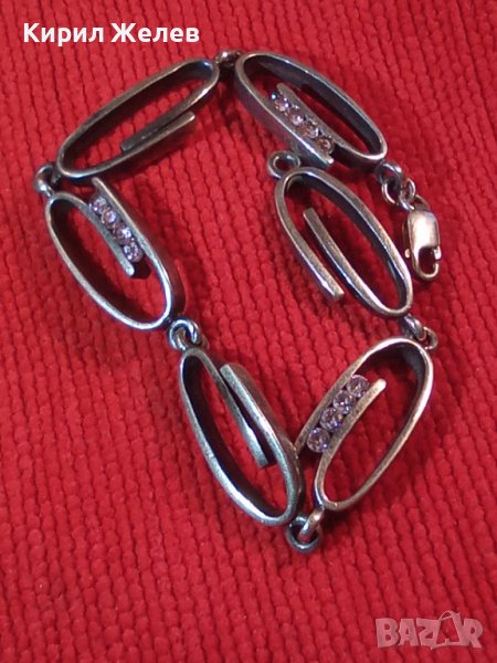 СРЕБЪРНА СКЪПОЦЕННА АРТ ГРИВНА СРЕБРО 925 с ИНКРУСТИРАНИ ФАСЕТИРАНИ РОЗОВИ КАМЪЧЕТА КРИСТАЛ 28733, снимка 1