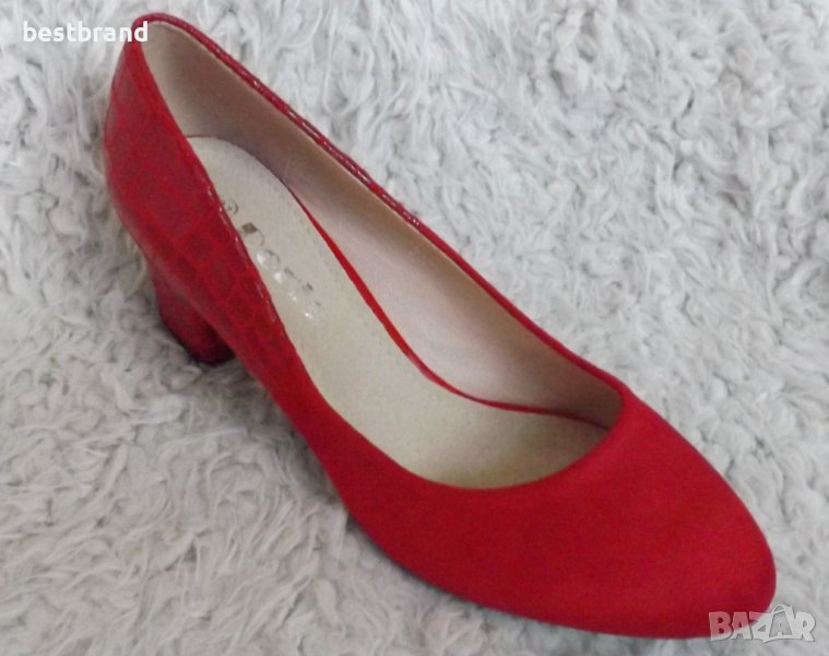 Обувки, червени, на ток, код 48/ББ1/35, снимка 1