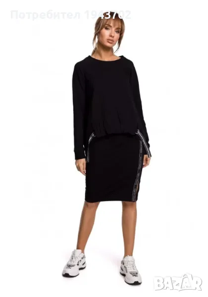 Дамска блуза с асиметрична кройка в черен цвят M492 MOE, снимка 1