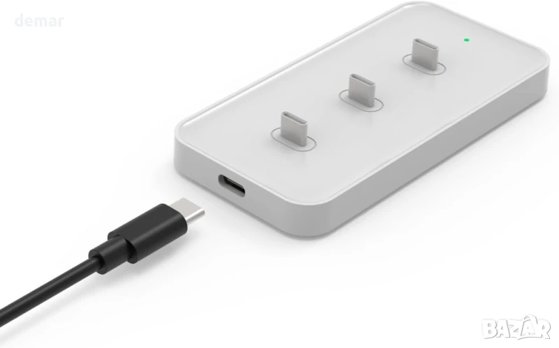 USB-C зарядна станция за устройства с USB-C, зарежда до 3 устройства, бяла, снимка 1