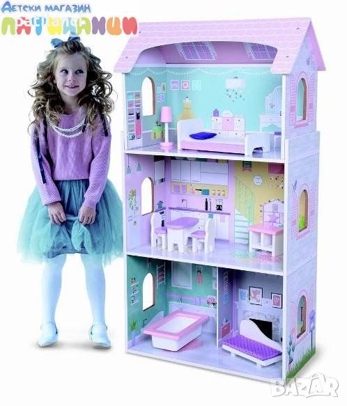 Приказна дървена къщичка с мебели Anna Moni Toys 4121, снимка 1