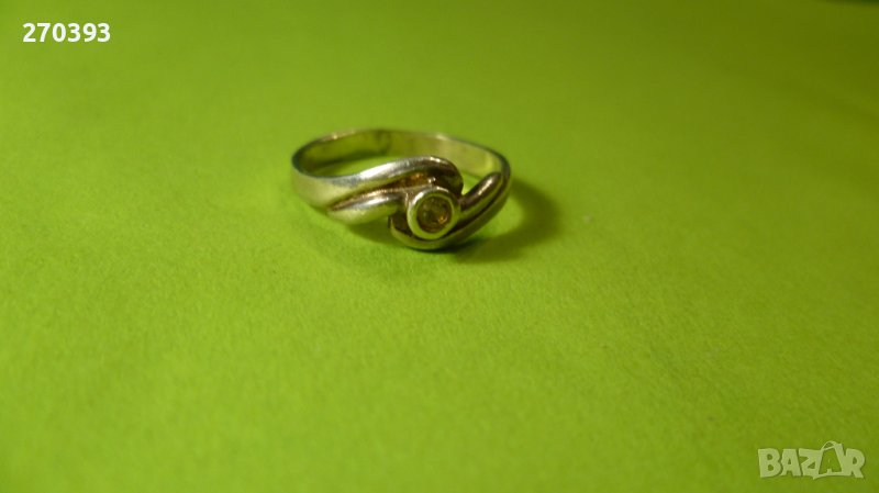 Детски сребърен пръстен с жълто камъче, снимка 1