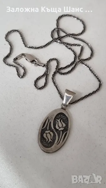 Сребърен синджир с висулка 925 Italy , снимка 1