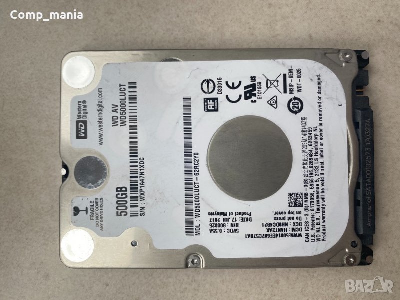 Твърд диск Western Digital WD 500GB 2.5” 100%, снимка 1