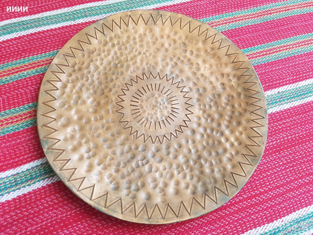 Бакърена чиния ръчна изработка , снимка 1