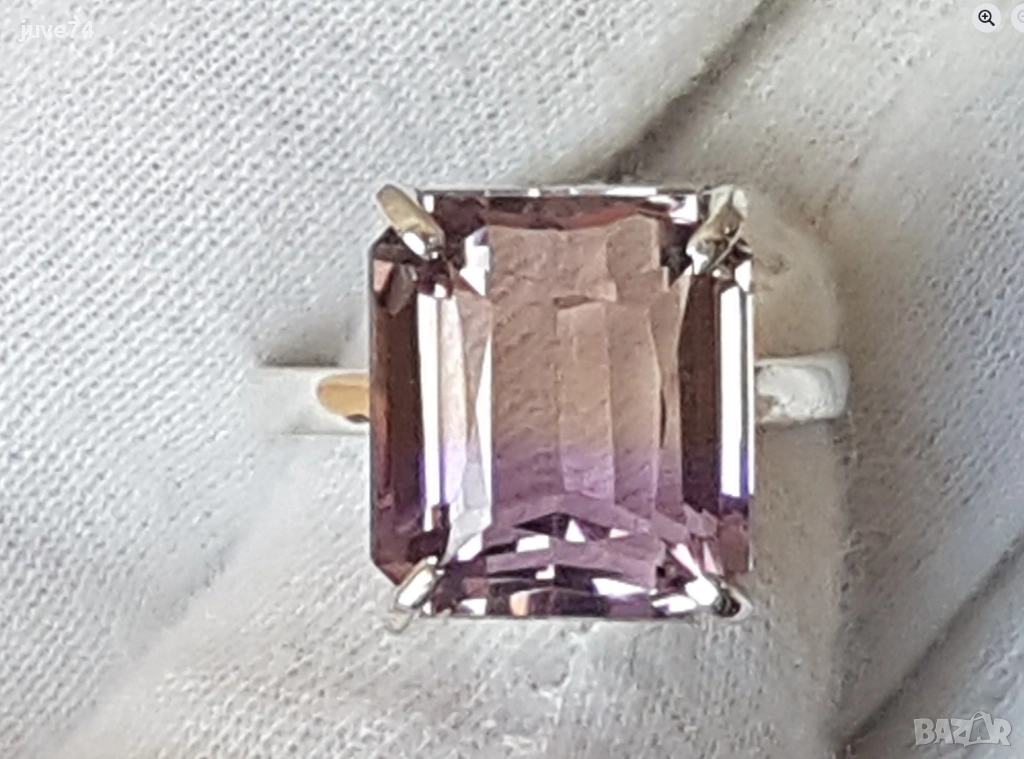 СРЕБЪРЕН ПРЪСТЕН С АМЕТРИН (БРАЗИЛИЯ), снимка 1