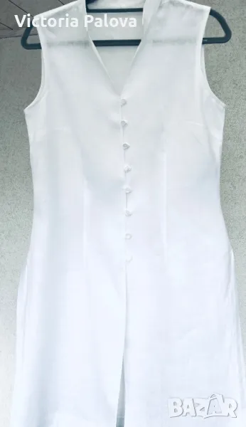 Скъпа ленена рокля-елек, снимка 1