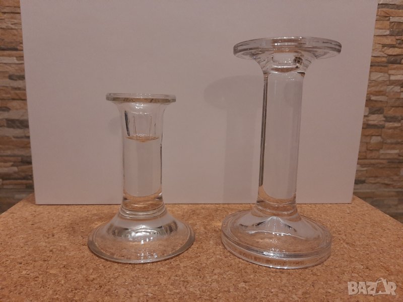 Свещник стъклен DUKA h16 cm, свещник стъклен h 13 cm, снимка 1
