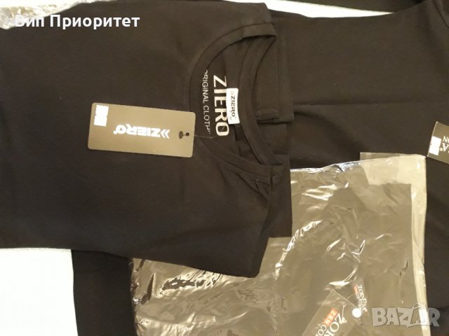 Марка ZIERO чисто нова с  етикета черна мъжка тениска с дълъг ръкав, хубава качествена стегната мате, снимка 2 - Тениски - 37456775