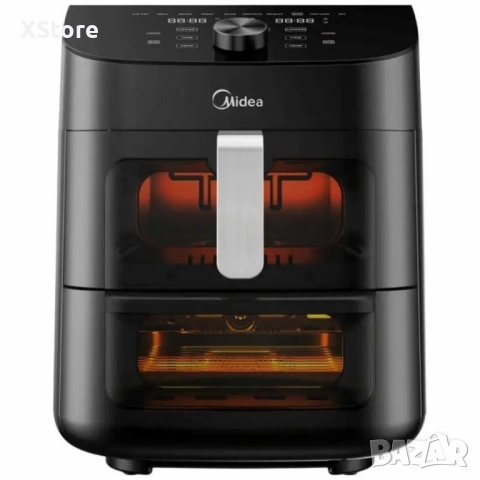 Air Fryer / Фритюрник с горещ въздух Midea MAD1100DADK – 11 литра, 2 отделни зони и 10 програми, снимка 7 - Фритюрници - 52430544