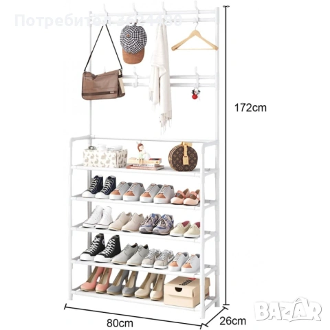Етажерка за обувки със закачалки за дрехи 4077, снимка 7 - Други стоки за дома - 53231143