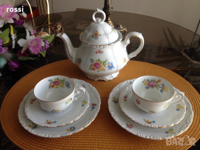 Vintage 1909-1925. Нов. Немски сервиз за кафе/чай и десерт за двама, кана и 2 тройни сета., снимка 3 - Антикварни и старинни предмети - 32948420