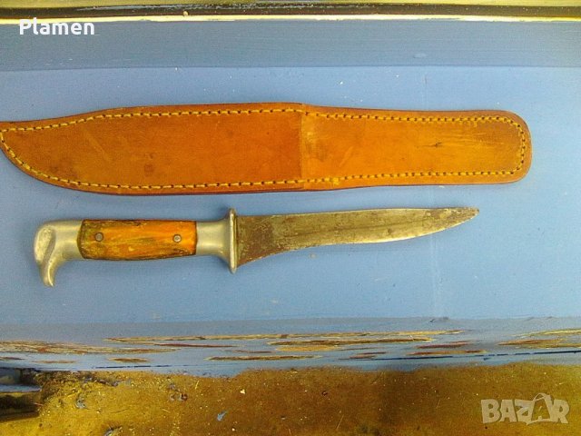Ловен нож с кания от естественна кожа, снимка 3 - Ножове - 38306530