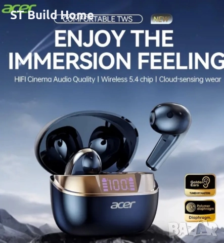 🎧 Acer TWS Безжични Слушалки | Силен Бас • HIFI Dolby Audio • Шумопотискане | STBuildHome🎧, снимка 2 - Bluetooth слушалки - 52403393